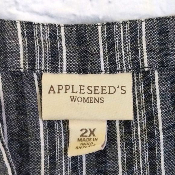 Appleseed's Top Short Sleeve Seersucker Button Down Sz 2X - Picture 4 of 4